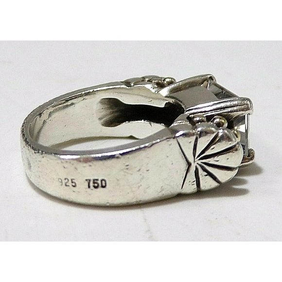 Sold LAGOS CAVIAR SIGNED 18K YELLOW GOLD & Sterling Silver WHITE TOPAZ SZ 7 RING - Picture 4 of 8